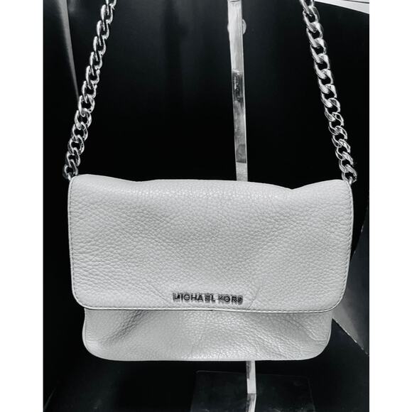 Michael Kors Small Light Grey Fulton Flap Closure Chain/Leather Strap - Picture 1 of 6